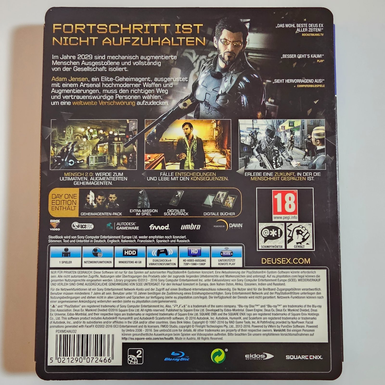 Deus Ex Mankind Divided Day One Edition PlayStation 4 – Bild 2