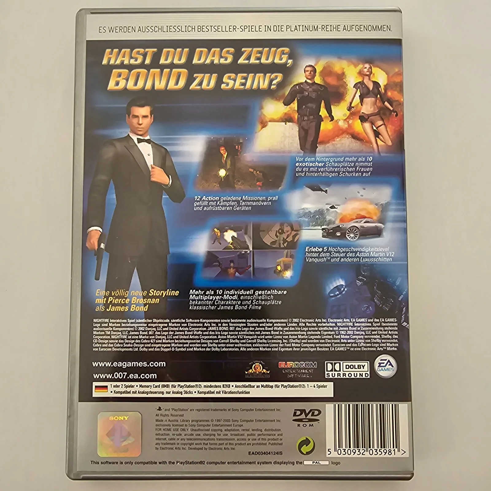 007 Nightfire PlayStation 2 Platinum, Ansicht 2